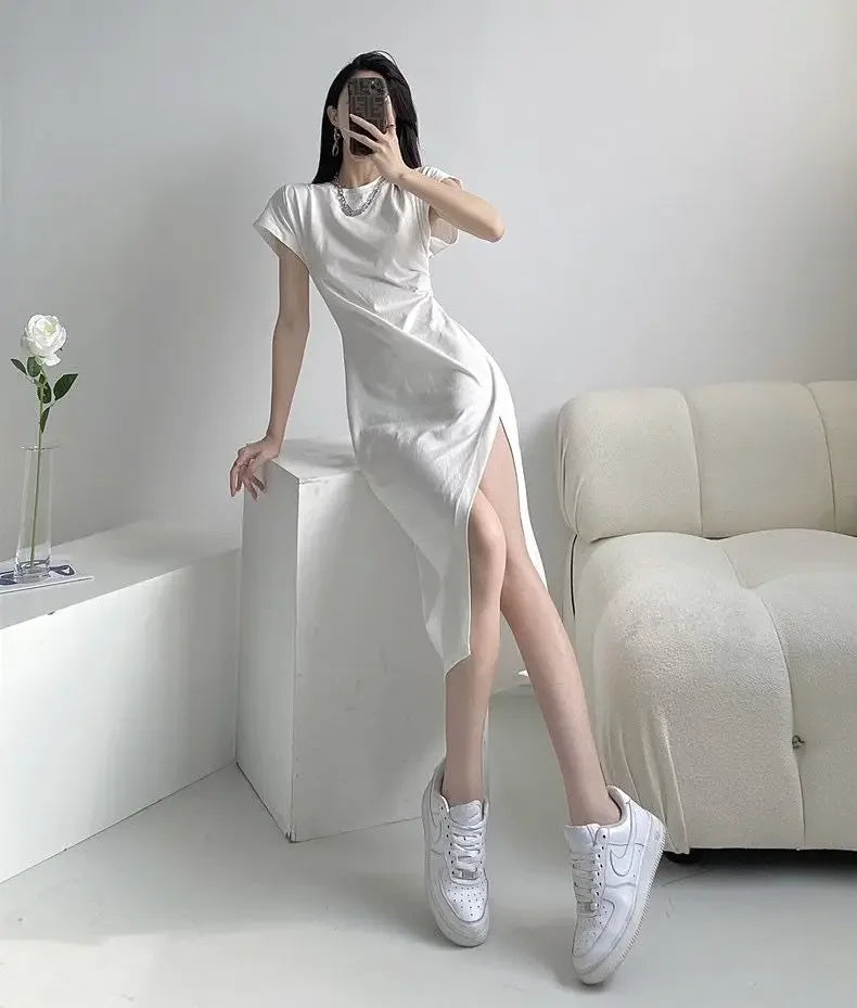 White Dresses for Women 2025 Woman Dress Clothes Midi X New in Chic and Elegant Pretty Cheap Casual Y2k Outfits Harajuku Cotton Elegant Style