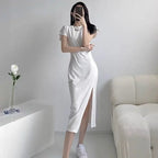 White Dresses for Women 2025 Woman Dress Clothes Midi X New in Chic and Elegant Pretty Cheap Casual Y2k Outfits Harajuku Cotton Elegant Style