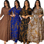 Women's Fashion New Sexy Elegant Dress Temperament Digital Printing Long Shirt Dress Ladies Elegant Commuter Casual Dress Elegant Style