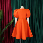 Elegant Dresses for Woman 2024 O Neck Short Sleeve High Waisted Pleated Mid Calf Luxury Female Birthday Party Dinner Vestidos Elegant Style