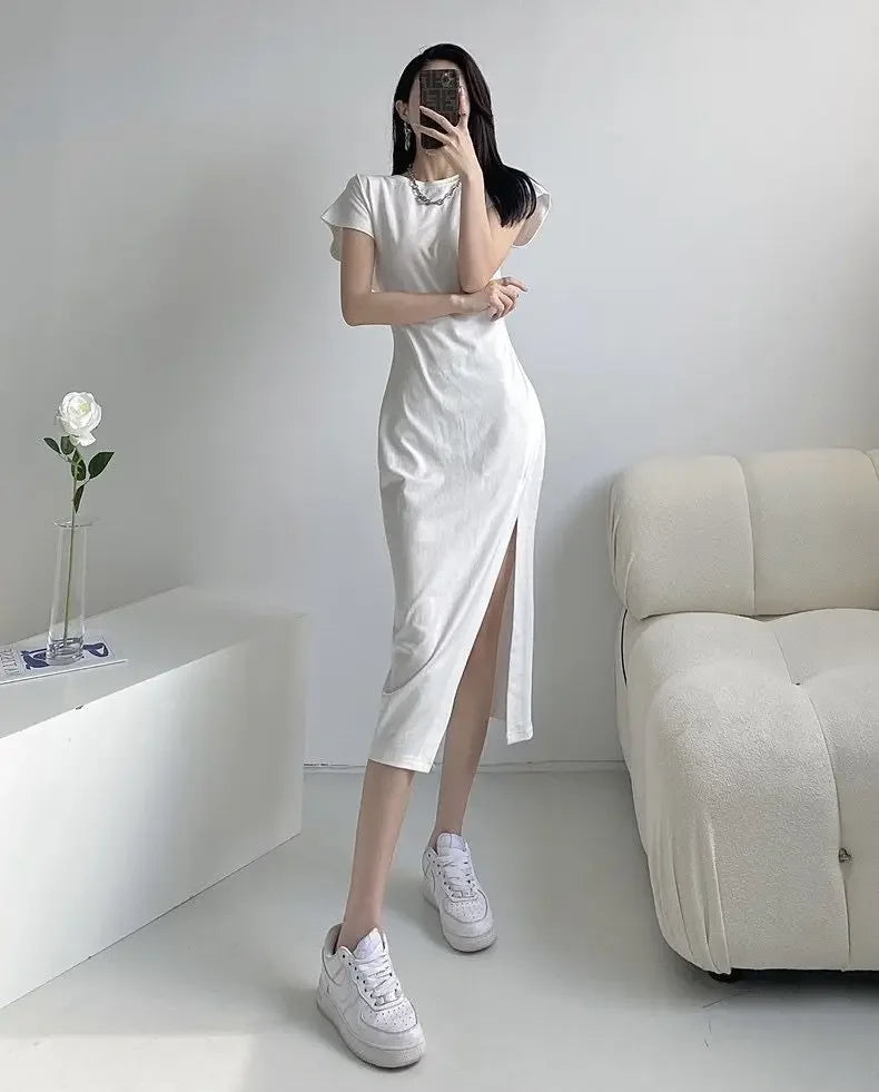 White Dresses for Women 2025 Woman Dress Clothes Midi X New in Chic and Elegant Pretty Cheap Casual Y2k Outfits Harajuku Cotton Elegant Style