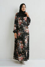 Muslim Dresses Women Maxi Dresses Mujer Vestidoes Female Loose Dresses Full Sleeve Printed Floral Casual Robe Long Dress Elegant Style