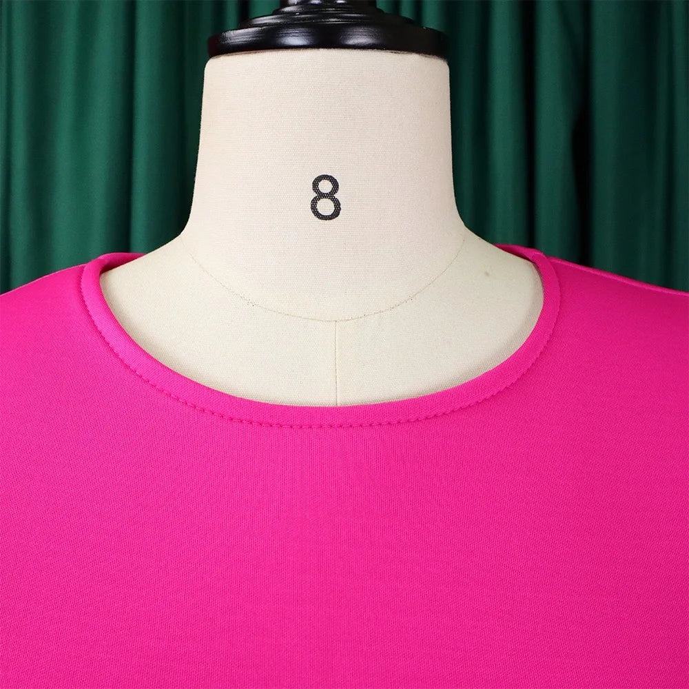 Elegant Dresses for Woman 2024 O Neck Short Sleeve High Waisted Pleated Mid Calf Luxury Female Birthday Party Dinner Vestidos Elegant Style