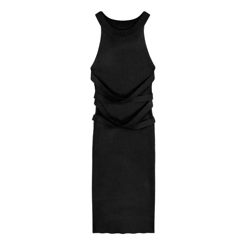 Dresses for Women Elegant Sexy Sleeveless Back Textured Mini Skinny Dress New Fashion Summer Casual PTKPCC Black longuette One Size Elegant Style
