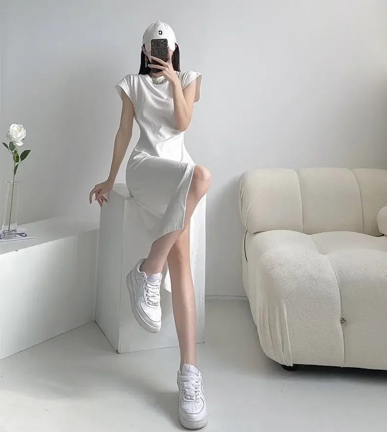 White Dresses for Women 2025 Woman Dress Clothes Midi X New in Chic and Elegant Pretty Cheap Casual Y2k Outfits Harajuku Cotton Elegant Style