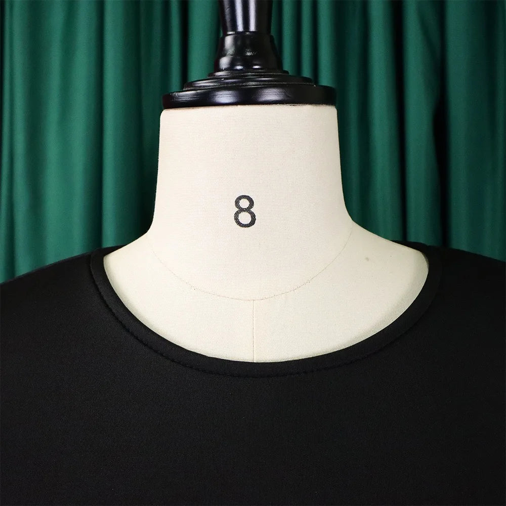 Elegant Dresses for Woman 2024 O Neck Short Sleeve High Waisted Pleated Mid Calf Luxury Female Birthday Party Dinner Vestidos Elegant Style