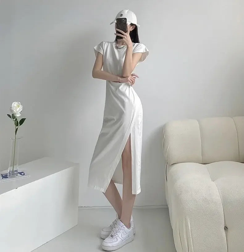 White Dresses for Women 2025 Woman Dress Clothes Midi X New in Chic and Elegant Pretty Cheap Casual Y2k Outfits Harajuku Cotton Elegant Style