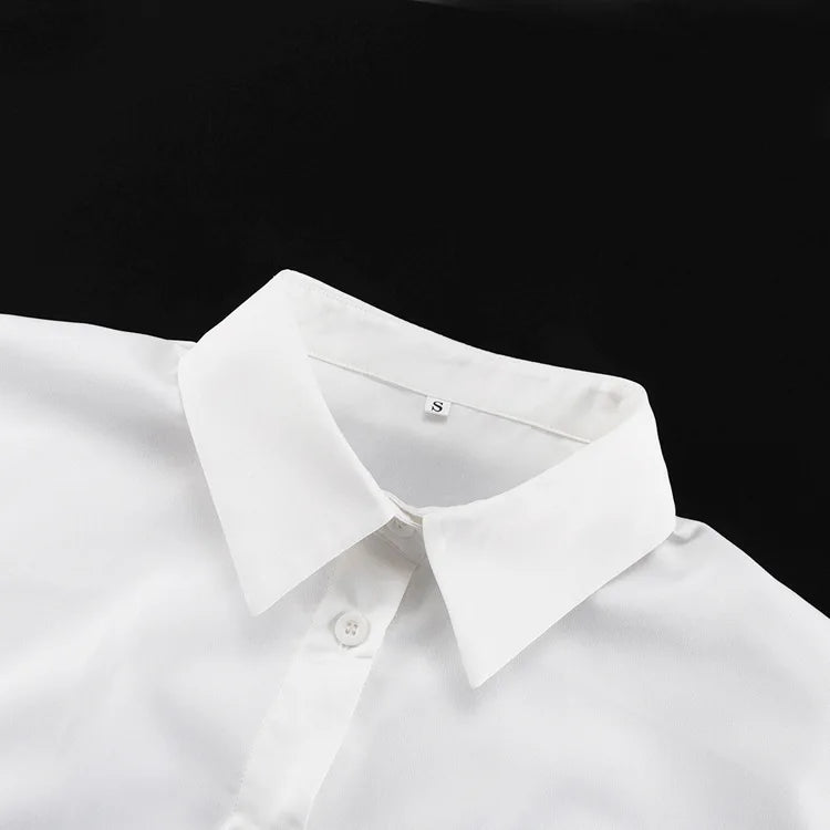 2025 New Fashion Women's Clothing Is A Complete Set of Simple and Loose White Shirts with Waist Seals Elegant Style