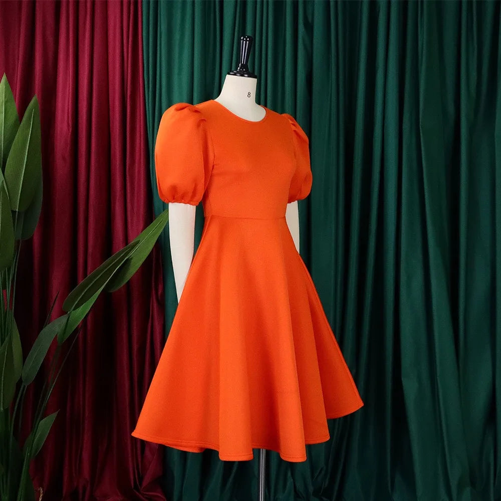 Elegant Dresses for Woman 2024 O Neck Short Sleeve High Waisted Pleated Mid Calf Luxury Female Birthday Party Dinner Vestidos Elegant Style