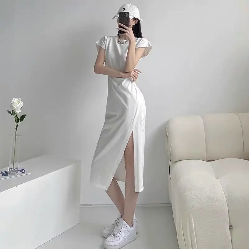 White Dresses for Women 2025 Woman Dress Clothes Midi X New in Chic and Elegant Pretty Cheap Casual Y2k Outfits Harajuku Cotton Elegant Style