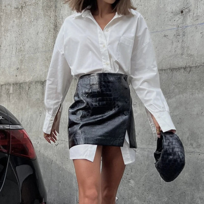 2025 New Fashion Women's Clothing Is A Complete Set of Simple and Loose White Shirts with Waist Seals Elegant Style