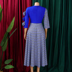 Elegant Dresses for Women 2025 Fall Fashion African 3/4 Sleeve Party Birthday New Robe Chic 3D Flower Plaid Evening A-Line Dress Elegant Style