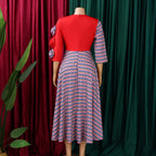 Elegant Dresses for Women 2025 Fall Fashion African 3/4 Sleeve Party Birthday New Robe Chic 3D Flower Plaid Evening A-Line Dress Elegant Style