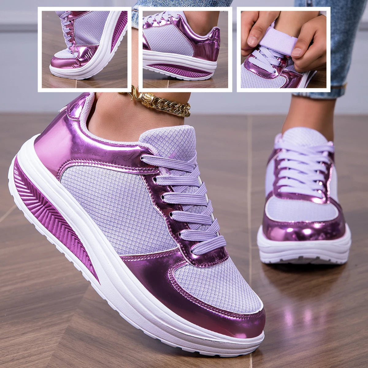 Sneakers For Women Fashion Glitter Girls Women's Casual Shoes Party Unisex Tennis Shoes For Women, Lightweight Walking Shoes For PURPLE United States Elegant Style