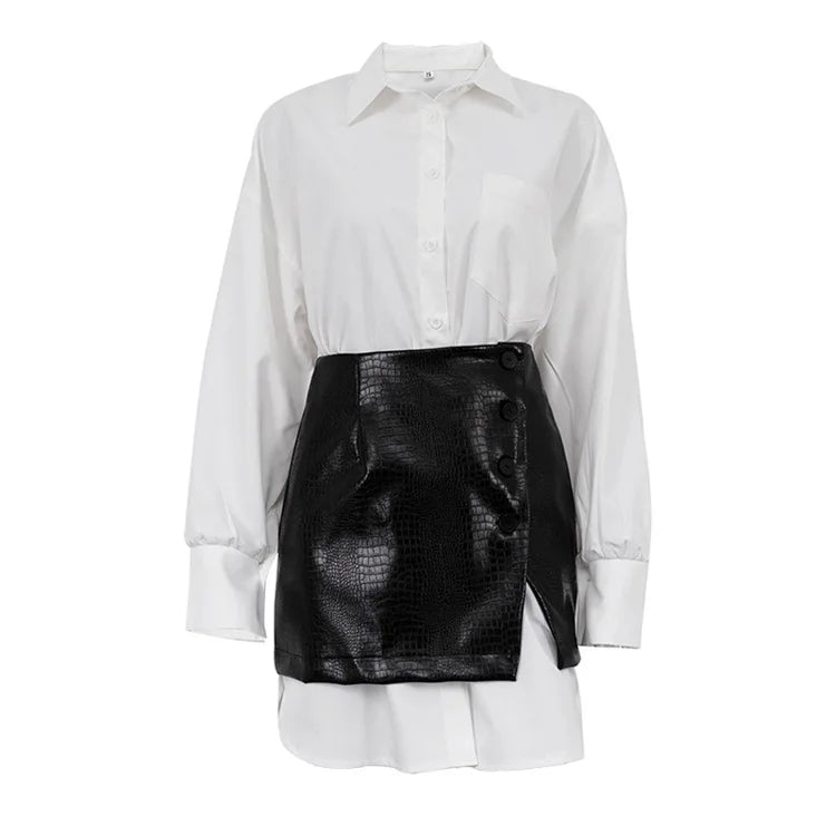 2025 New Fashion Women's Clothing Is A Complete Set of Simple and Loose White Shirts with Waist Seals Elegant Style