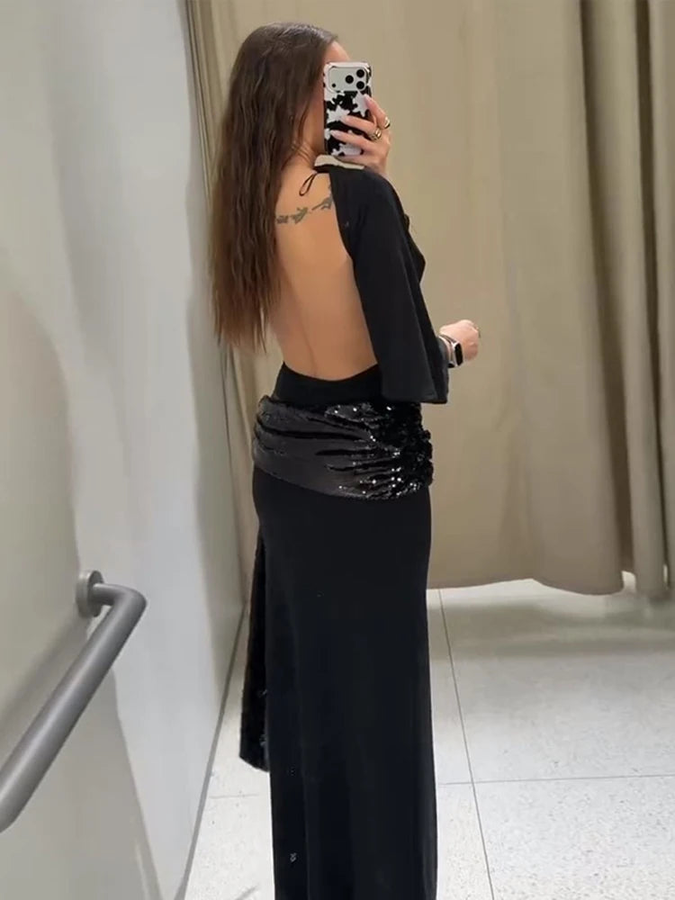 Women's Dresses Evening Dress Sexy Backless Formal Wear Elegant Party Sexy Clothes Velvet Backless Sleevele Midi Dress Gown Wear Elegant Style