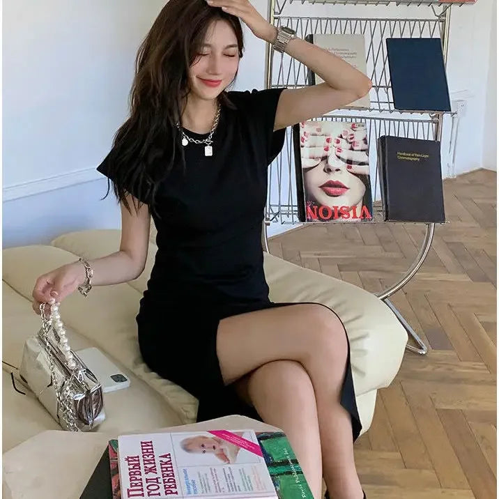 White Dresses for Women 2025 Woman Dress Clothes Midi X New in Chic and Elegant Pretty Cheap Casual Y2k Outfits Harajuku Cotton Black Elegant Style