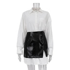 2025 New Fashion Women's Clothing Is A Complete Set of Simple and Loose White Shirts with Waist Seals White Elegant Style