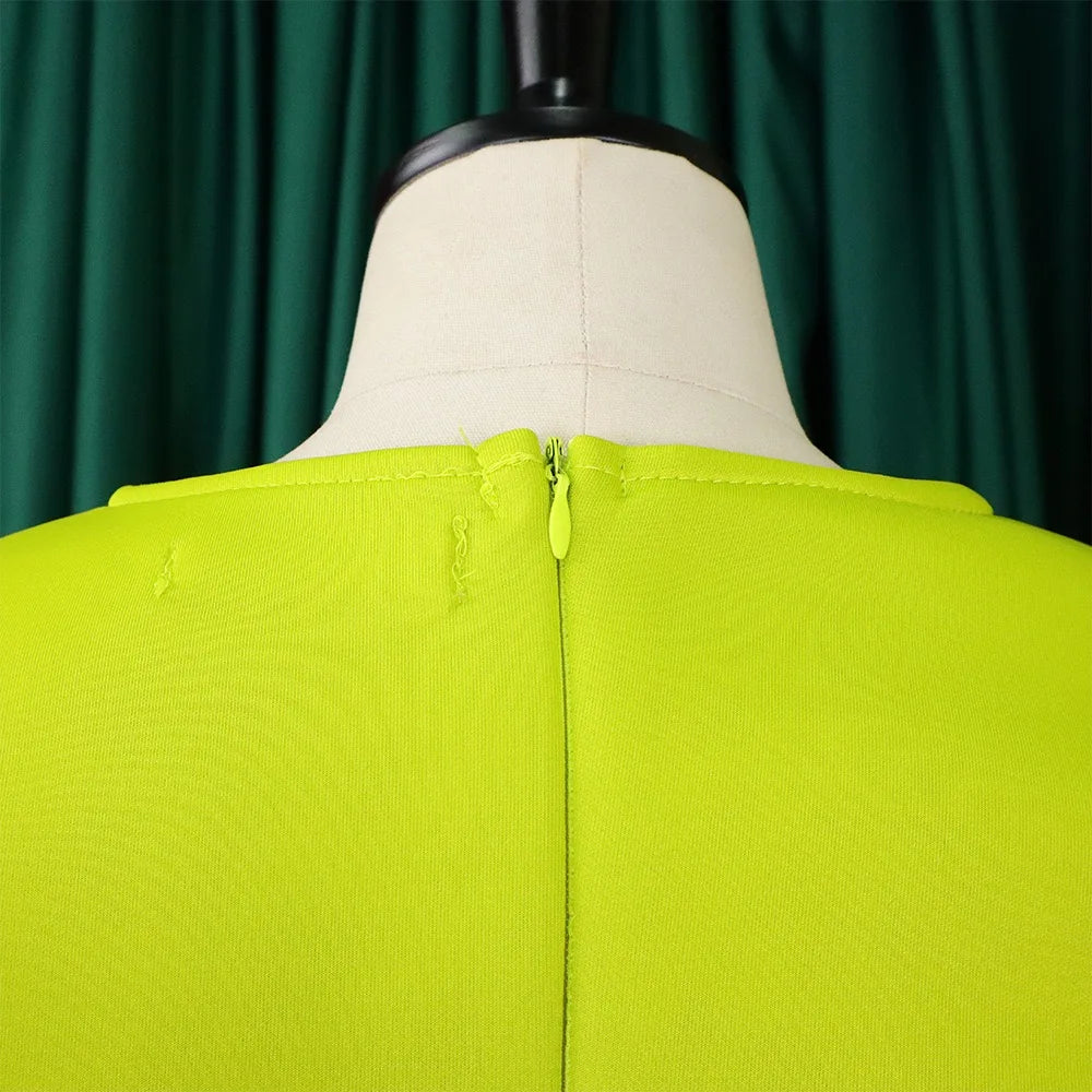 Elegant Dresses for Woman 2024 O Neck Short Sleeve High Waisted Pleated Mid Calf Luxury Female Birthday Party Dinner Vestidos Elegant Style