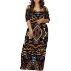 Women's Fashion Printed Short Sleeve Long Dress Sexy Off Shoulder Backless Bodycon Split Cocktail Party Dress White-3 China Mainland Elegant Style