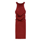 Dresses for Women Elegant Sexy Sleeveless Back Textured Mini Skinny Dress New Fashion Summer Casual PTKPCC Red longuette One Size Elegant Style