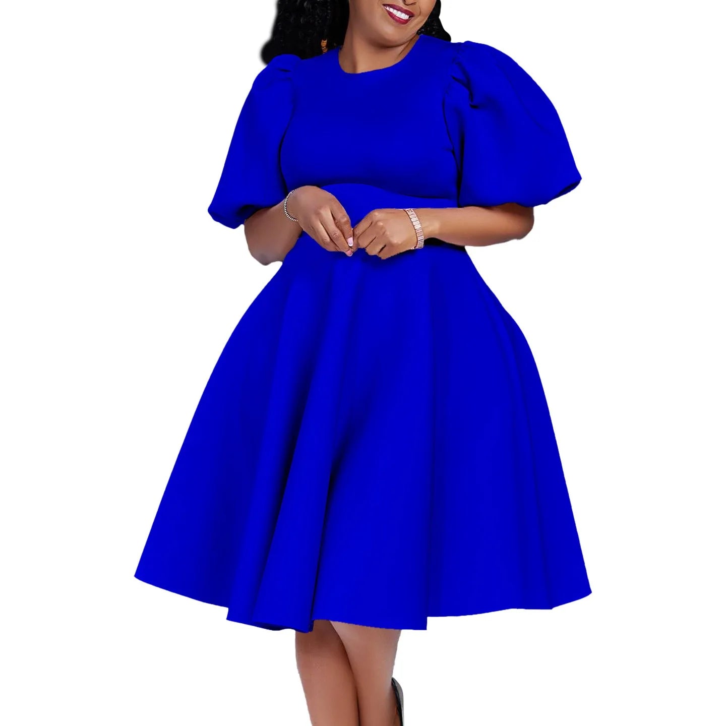 Elegant Dresses for Woman 2024 O Neck Short Sleeve High Waisted Pleated Mid Calf Luxury Female Birthday Party Dinner Vestidos Elegant Style