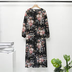 Muslim Dresses Women Maxi Dresses Mujer Vestidoes Female Loose Dresses Full Sleeve Printed Floral Casual Robe Long Dress Elegant Style