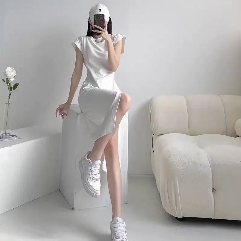 White Dresses for Women 2025 Woman Dress Clothes Midi X New in Chic and Elegant Pretty Cheap Casual Y2k Outfits Harajuku Cotton Elegant Style