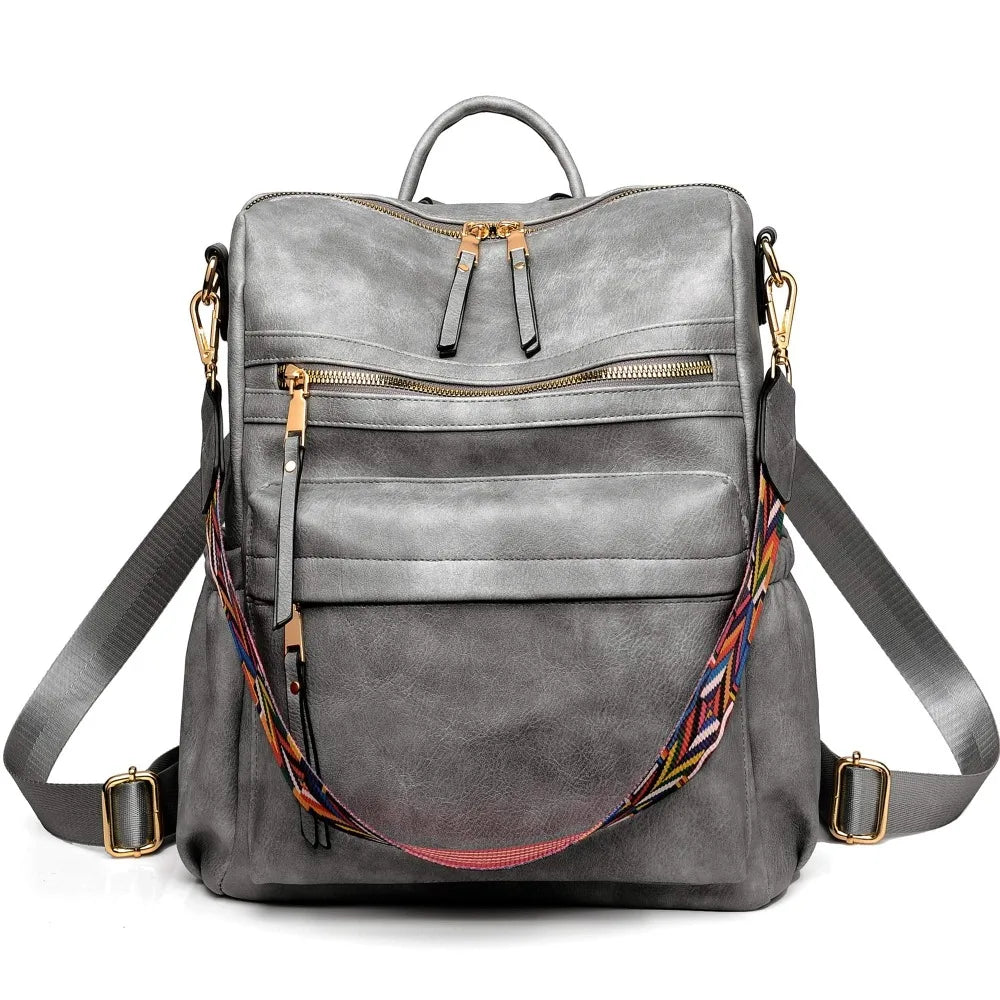 Women Backpack Purse for Women Fashion Leather Designer Ladies Convertible School College Shoulder Bags with Colorful Strap United States gray Elegant Style