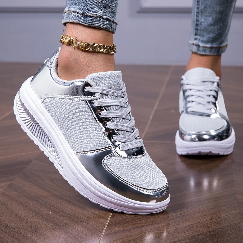 Sneakers For Women Fashion Glitter Girls Women's Casual Shoes Party Unisex Tennis Shoes For Women, Lightweight Walking Shoes For Silver United States Elegant Style