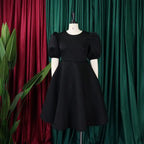 Elegant Dresses for Woman 2024 O Neck Short Sleeve High Waisted Pleated Mid Calf Luxury Female Birthday Party Dinner Vestidos Elegant Style