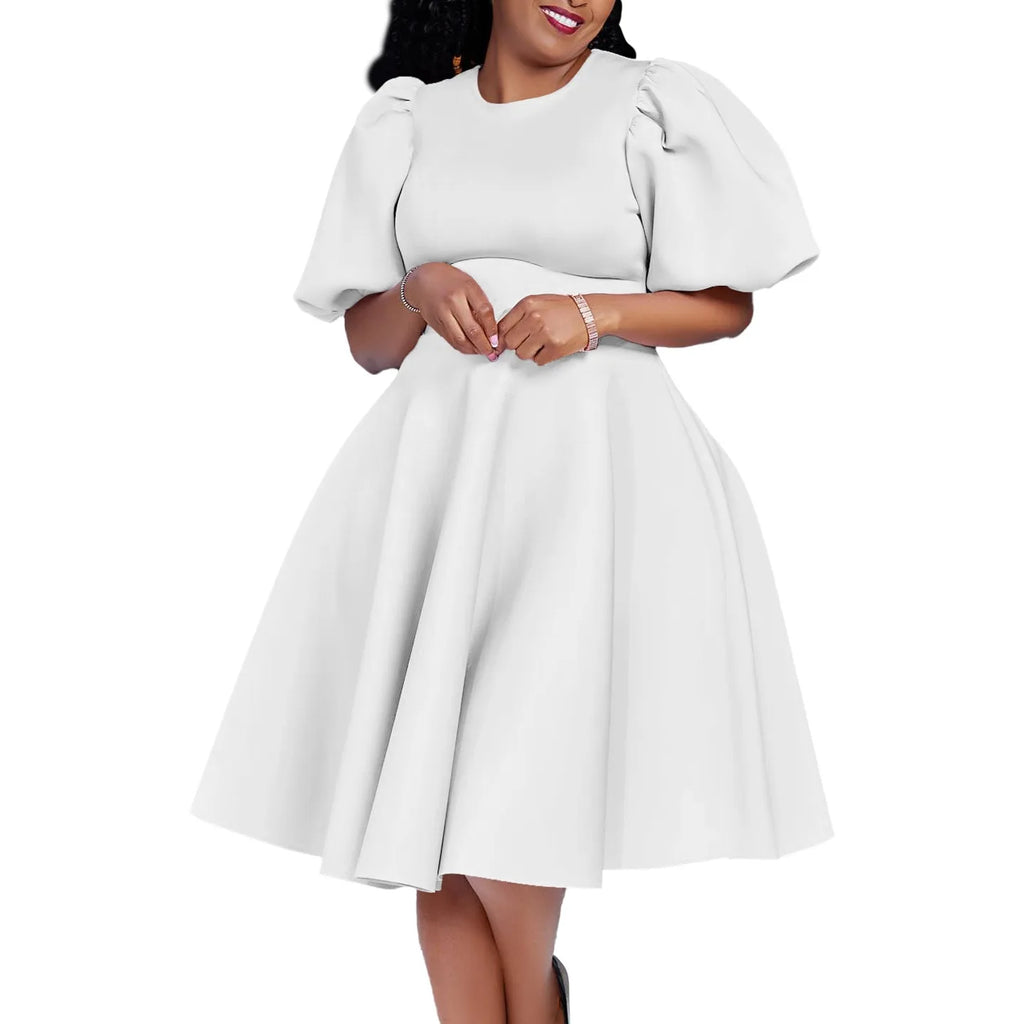 Elegant Dresses for Woman 2024 O Neck Short Sleeve High Waisted Pleated Mid Calf Luxury Female Birthday Party Dinner Vestidos Elegant Style