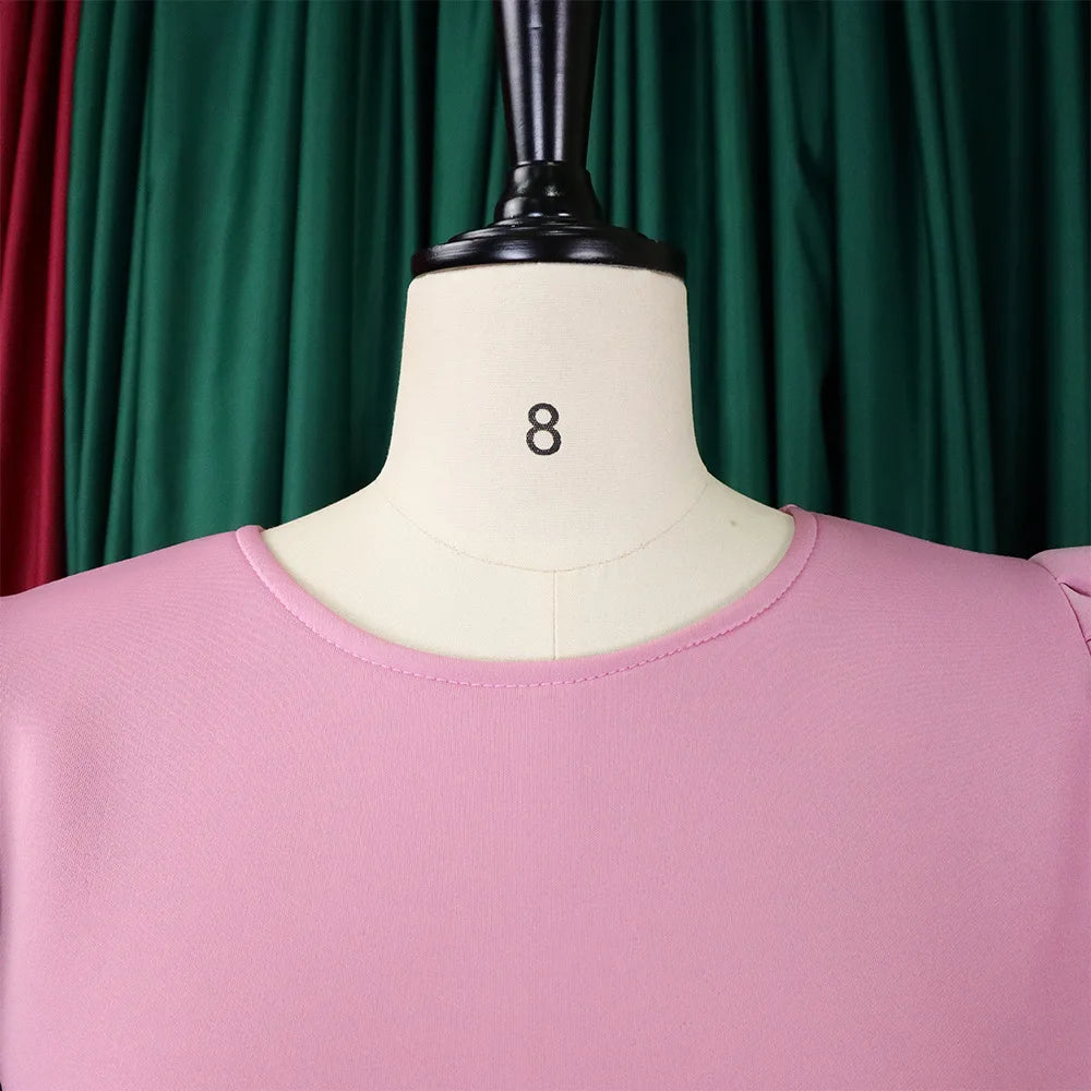 Elegant Dresses for Woman 2024 O Neck Short Sleeve High Waisted Pleated Mid Calf Luxury Female Birthday Party Dinner Vestidos Elegant Style