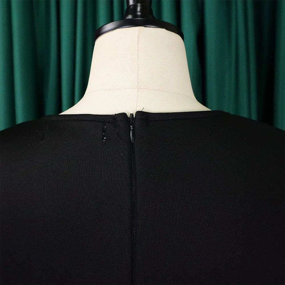 Elegant Dresses for Woman 2024 O Neck Short Sleeve High Waisted Pleated Mid Calf Luxury Female Birthday Party Dinner Vestidos Elegant Style