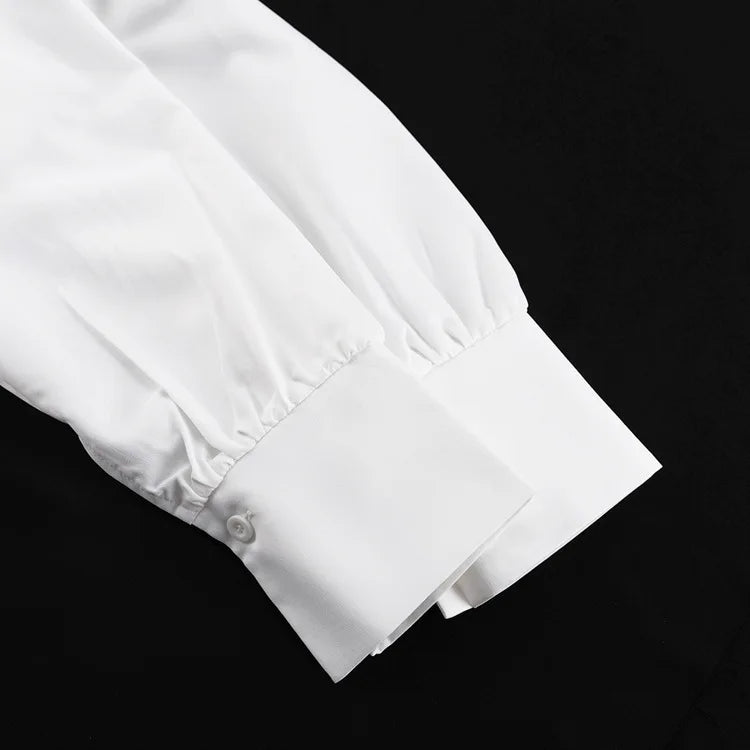 2025 New Fashion Women's Clothing Is A Complete Set of Simple and Loose White Shirts with Waist Seals Elegant Style