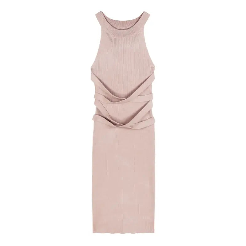 Dresses for Women Elegant Sexy Sleeveless Back Textured Mini Skinny Dress New Fashion Summer Casual PTKPCC Khaki longuette One Size Elegant Style