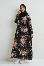 Muslim Dresses Women Maxi Dresses Mujer Vestidoes Female Loose Dresses Full Sleeve Printed Floral Casual Robe Long Dress Elegant Style