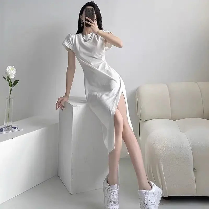 White Dresses for Women 2025 Woman Dress Clothes Midi X New in Chic and Elegant Pretty Cheap Casual Y2k Outfits Harajuku Cotton Elegant Style