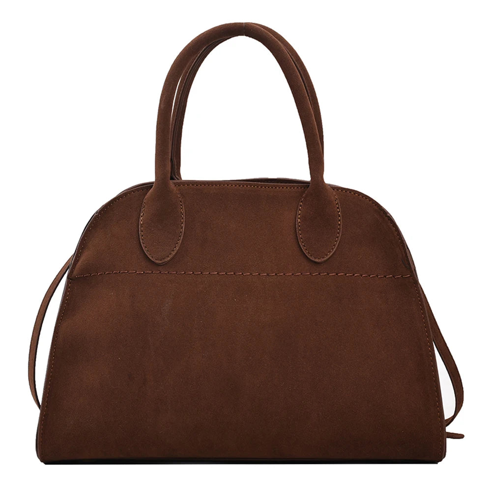 Women Fashion Suede Tote Bag Designer Bags Solid Color Top-handle Satchel Bag Adjustable Strap Retro Hobo Bag for Outdoor Travel brown Elegant Style