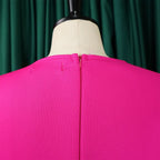 Elegant Dresses for Woman 2024 O Neck Short Sleeve High Waisted Pleated Mid Calf Luxury Female Birthday Party Dinner Vestidos Elegant Style