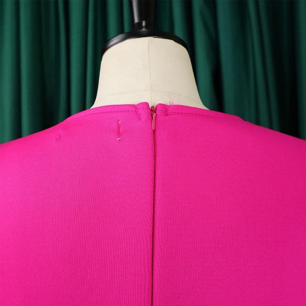 Elegant Dresses for Woman 2024 O Neck Short Sleeve High Waisted Pleated Mid Calf Luxury Female Birthday Party Dinner Vestidos Elegant Style