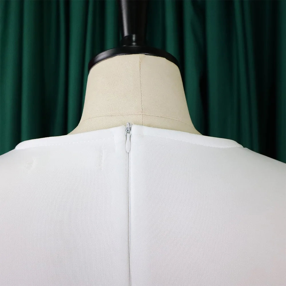 Elegant Dresses for Woman 2024 O Neck Short Sleeve High Waisted Pleated Mid Calf Luxury Female Birthday Party Dinner Vestidos Elegant Style