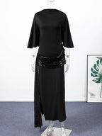 Women's Dresses Evening Dress Sexy Backless Formal Wear Elegant Party Sexy Clothes Velvet Backless Sleevele Midi Dress Gown Wear black Elegant Style