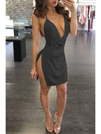 AMORÉA – WOMEN’S BACKLESS HALTER MINI DRESS