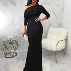 ELYSARA – WOMEN’S ONE-SHOULDER ELEGANT MAXI DRESS