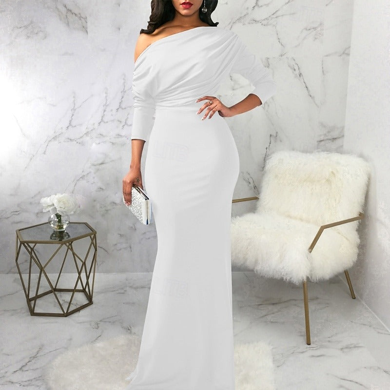 ELYSARA – WOMEN’S ONE-SHOULDER ELEGANT MAXI DRESS
