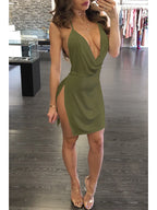 AMORÉA – WOMEN’S BACKLESS HALTER MINI DRESS